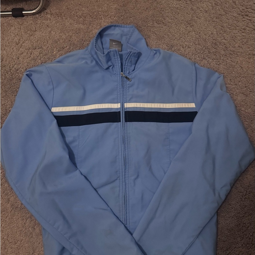 Nike Light Blue Windbreaker with Navy Stripe
